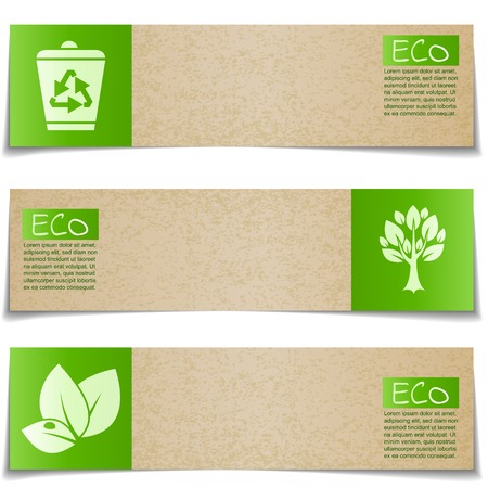 Eco banners with green signs on white backgroundのイラスト素材