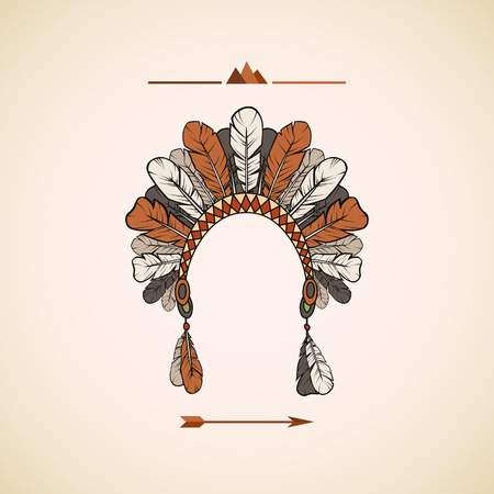 Traditional Native American headdress backgroundのイラスト素材