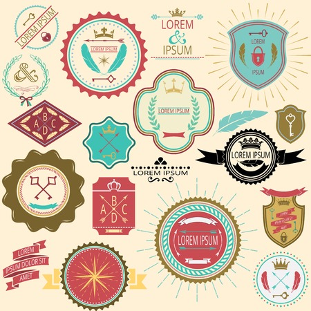 Collection of vintage labels and stamps for design in delicate colors  Vector illustration のイラスト素材
