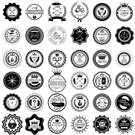 Set of 36 vintage round labels  Vector illustration のイラスト素材