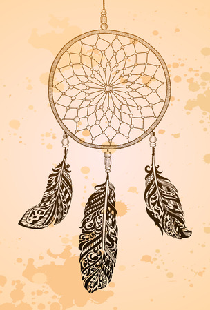 Vintage background with dream catcherのイラスト素材