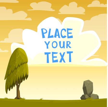 Vector cartoon placard with a treeのイラスト素材