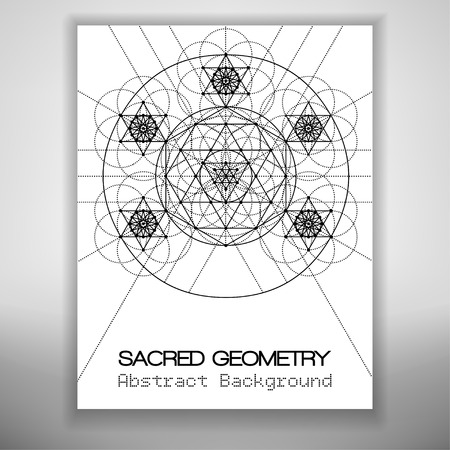 Abstract brochure template with sacred geometry drawing, Vector illustration.のイラスト素材