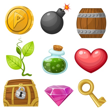 Stock Vector Illustration:Resource icons for games. Vector illustration. Pick up items set 1.のイラスト素材