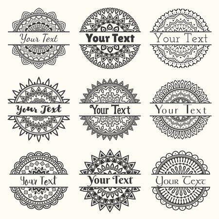 Set of vector templates of mandala logosのイラスト素材