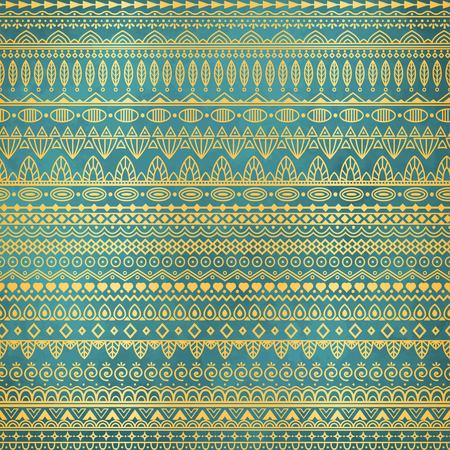 Ethnic golden pattern on teal grunge backgroundのイラスト素材