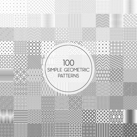 Collection of 100 simple seamless geometric patternsのイラスト素材