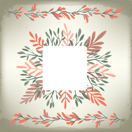 Vintage romantic background with floral frame and embellishments. Wedding vector designのイラスト素材
