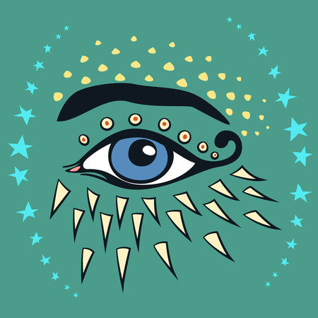 Halloween all seeng eye. Vector design for prints, tshirts, party posters and banners.のイラスト素材
