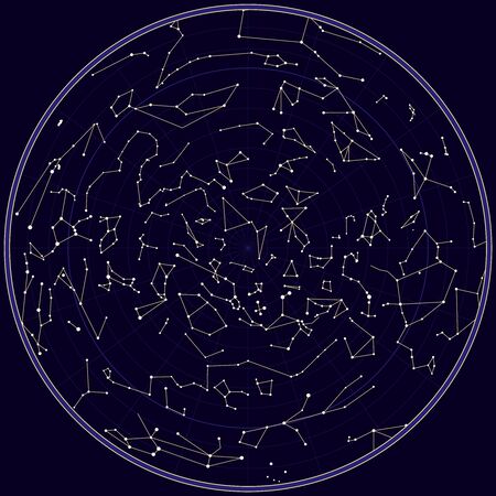 Vector map of norhern sky with constellationsのイラスト素材