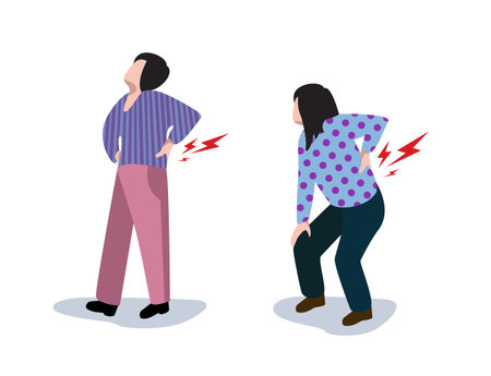 Woman suffering from back pain.のイラスト素材