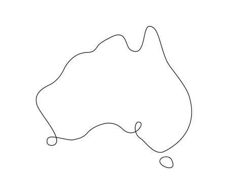 line art Australia map. continuous line. vector illustration.のイラスト素材