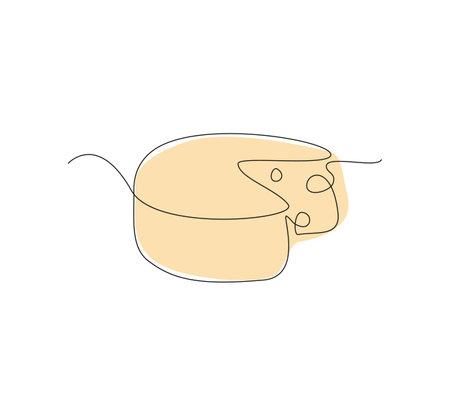 one line cheese, Food continuous line. Vector illustrationのイラスト素材