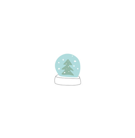 Snow Globe Christmas. Xmas Collection of snowball in doodle style. new year decoration hand drawn. Eve Elements. . Vector illustrationのイラスト素材