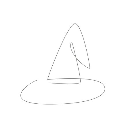 Witch hat single line illustration. witch cloth line art vector clipart. Outline halloween elementのイラスト素材