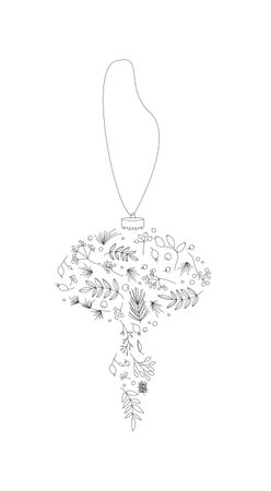 Marry Christmas decoration with simple elegant floral elements. Xmas tree bauble for postcard and invitationのイラスト素材