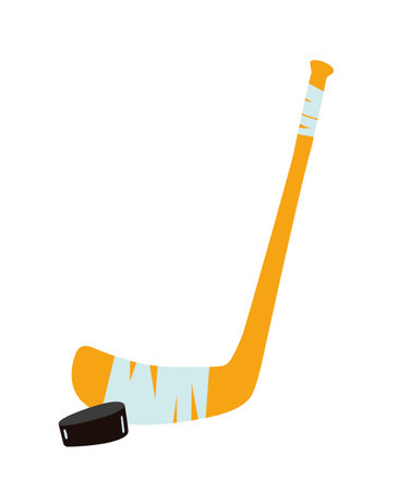 Ice hockey Stick and puck. simple flat design.のイラスト素材