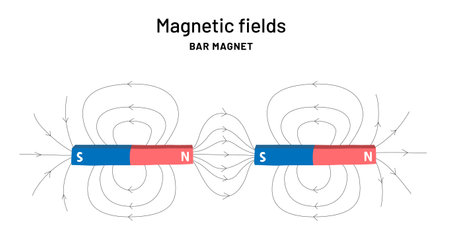 Bar magnet infographic print for school. Magnetic Fields education poster. Magnetism explanationのイラスト素材