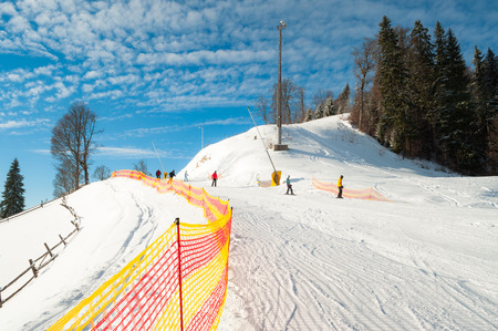 Ski piste in the resort of Bukovel in the Carpathians .の写真素材