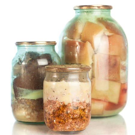 Meat products are preserved. Isolated on a white background .の写真素材