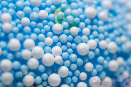 Abstract background of White and blue foam ball texture.の写真素材