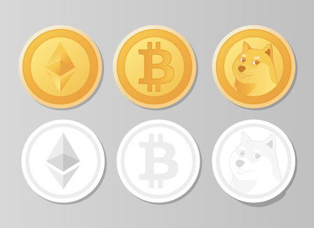 Vector set of various cryptocurrencies electronic cash symbolのイラスト素材
