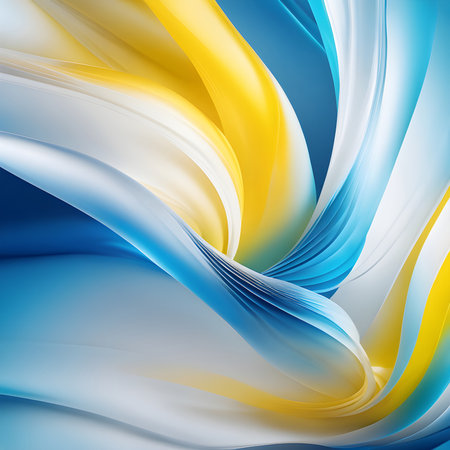 Abstract colorful gradient 3d wave blue, white and yellow background. Modern abstract wave background.の素材