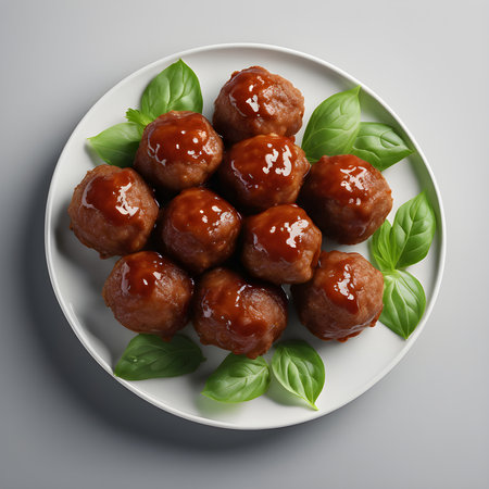Delicious meatballs on a plate.の素材