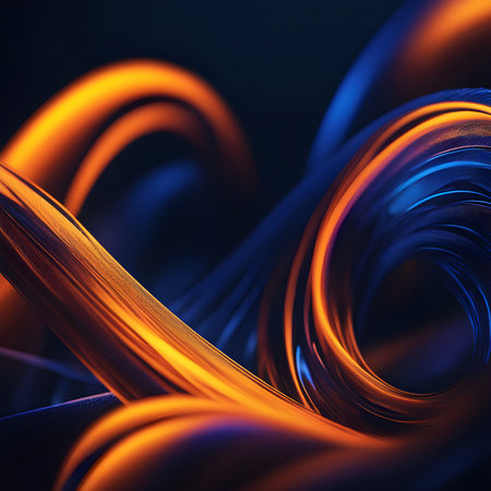 Abstract colorful gradient 3d wave blue and orange background. Modern abstract wave background.の素材