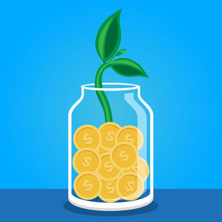 Sprout in the jar of coinsのイラスト素材