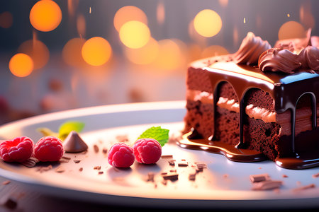 Exquisite Chocolate Cake Slice with Glazの素材