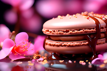 Decadent Chocolate Drizzled Pink Macaronsの素材