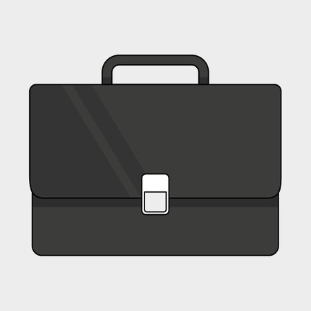 Sleek Black Briefcase with a Classic Designのイラスト素材