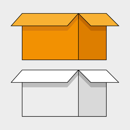 Two Open Cardboard Boxes in Different Colorsのイラスト素材