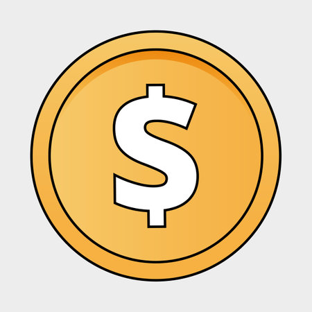 Golden Coin with Embossed Dollar Sign Illustrationのイラスト素材