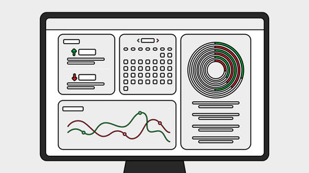 Computer Monitor Displaying Data Analysis Dashboardのイラスト素材