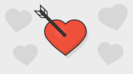 Heart with arrow in red outline styleのイラスト素材