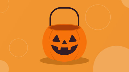 Pumpkin candy bucket for halloween nightのイラスト素材