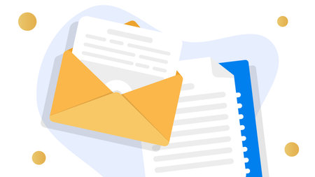 Envelope with paper documents and reportsのイラスト素材