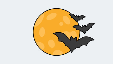 Halloween bats flying across full moonのイラスト素材