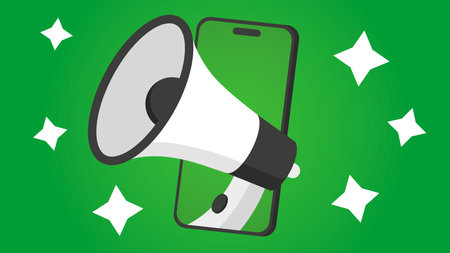 Mobile Marketing Announcement Concept with Megaphoneのイラスト素材