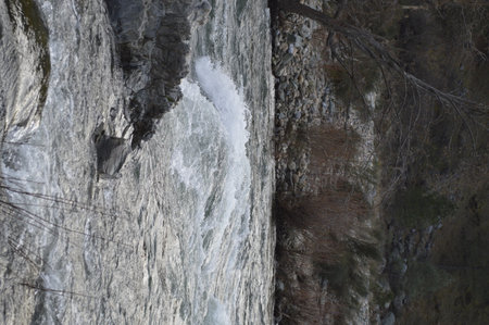mountain river, close up. mountain landscape.の写真素材