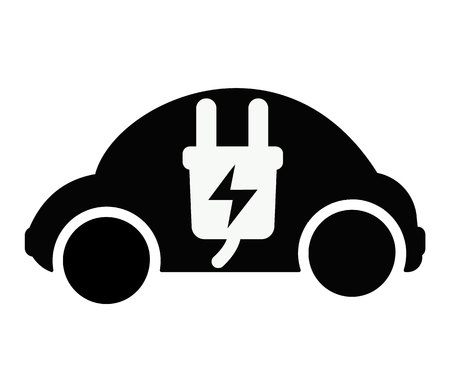 Sign electric car charging. Illustration in isolated white backgroundのイラスト素材