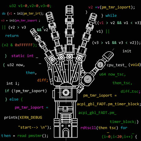 The drawing model of the robot arm. This vector illustration be used as an illustration of robotics ideas.のイラスト素材