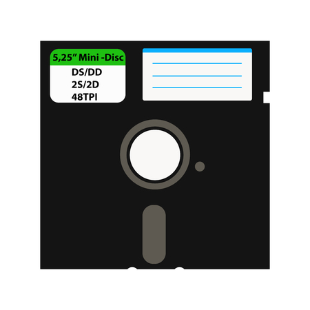 The floppy disk in the 5.25-inch is used in older computers. It can be used as a symbol of the history of technology and data storage.のイラスト素材