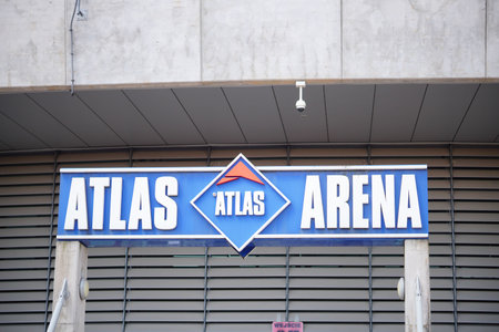 Wroclaw, Poland - April 12, 2023: Front entrance of the Atlas Arenaのeditorial素材
