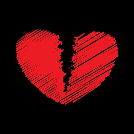 Red broken heart, vector illustrationのイラスト素材