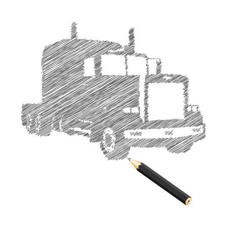 Hand-drown truck sketch, vector illustrationのイラスト素材