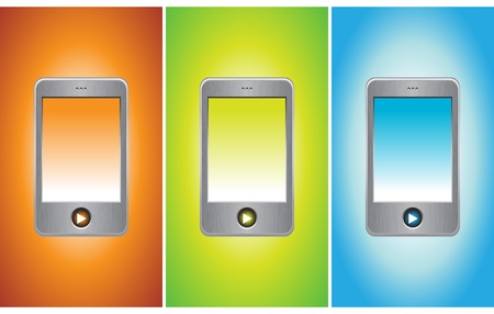 MP3 player on different backgrounds, vector illustrationのイラスト素材