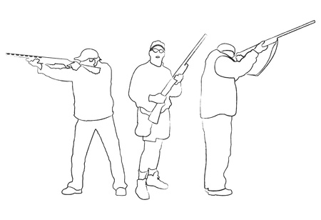 Hand-drawing collection of hunters, vector illustrationのイラスト素材